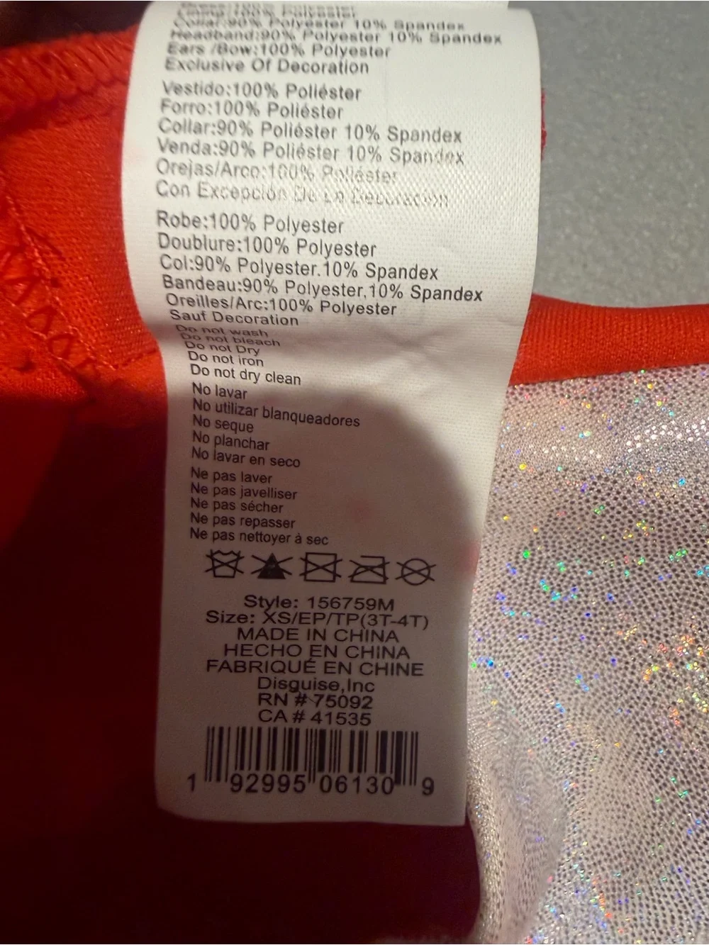 Disney Red Dress Costume with Silver Polka Dots lights up